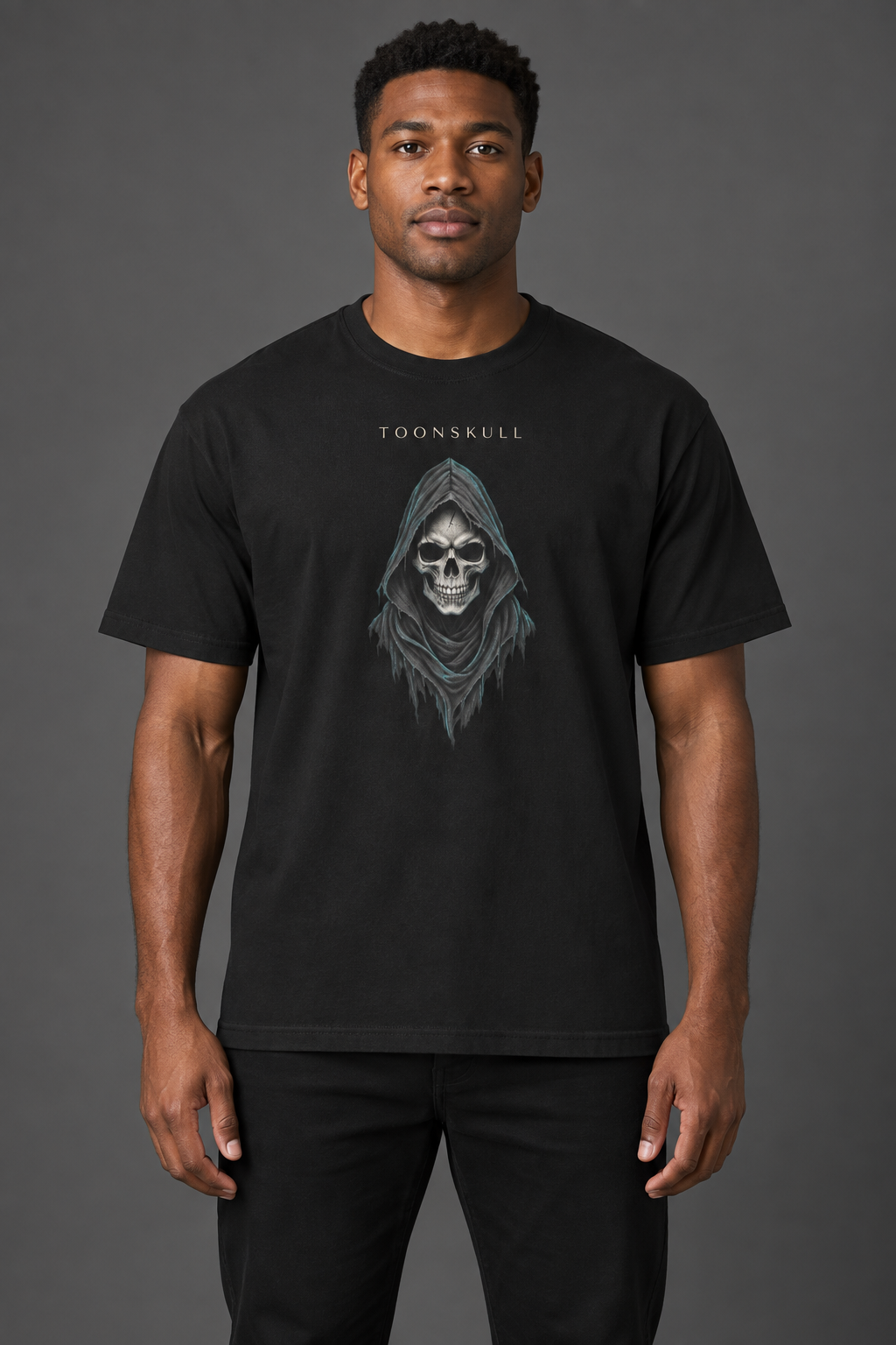 Heavyweight Graphic Tee shown on a man with dark skin and black hair