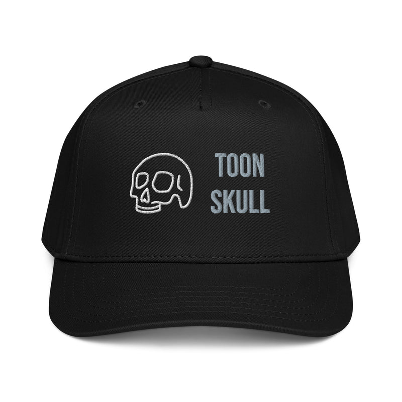black TOONSKULL Midnight Skull curved-brim snap cap with a white skull and gray stacked lettering.