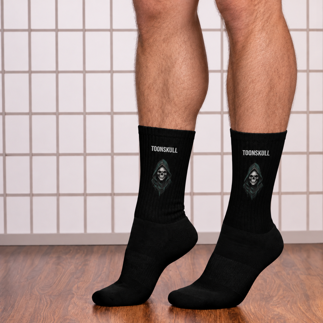 Undertow Crew Socks shown on a man’s legs