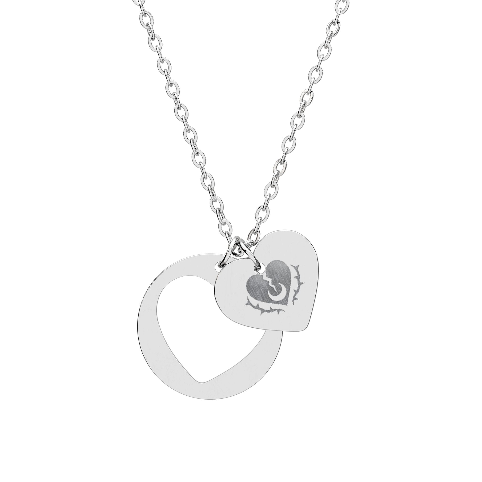 Thorn Heart Cutout Necklace — Stainless Steel (No coating)