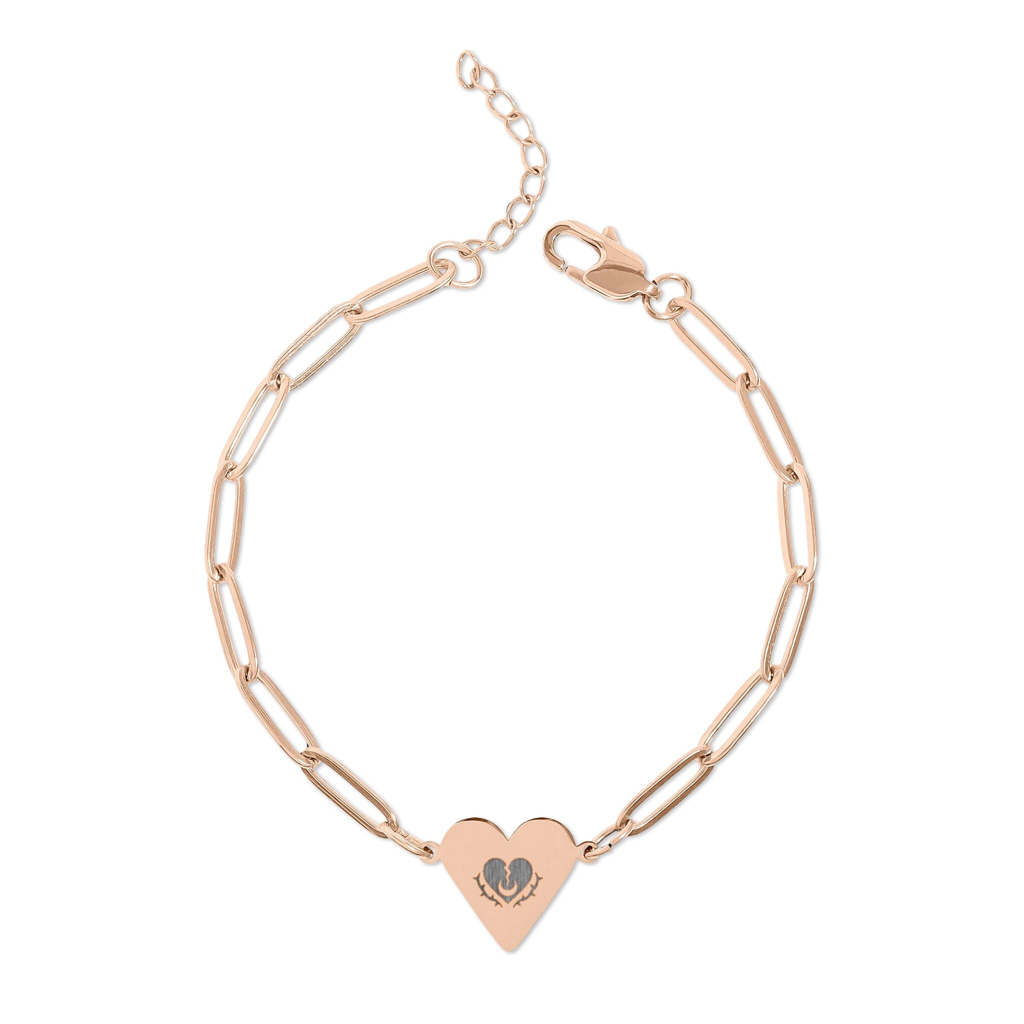 Thorn Heart Paperclip Bracelet — 18K Rose Gold PVD coating
