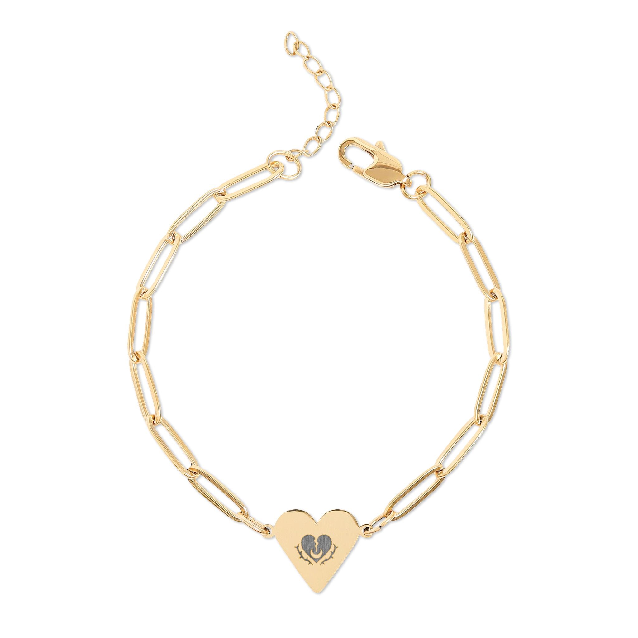 Thorn Heart Paperclip Bracelet — 18K Gold PVD coating