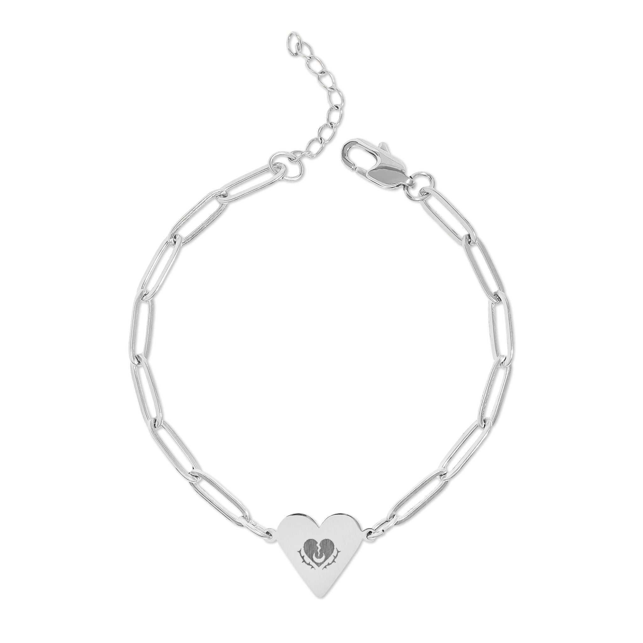 Thorn Heart Paperclip Bracelet — Stainless Steel (No coating)