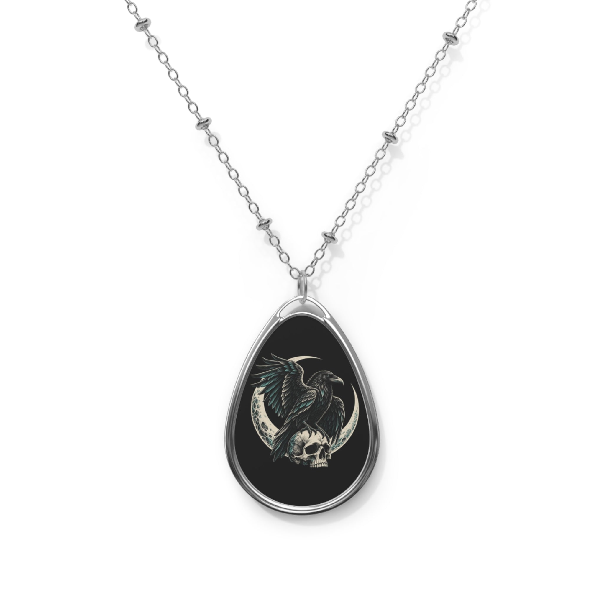 Lunar Omen Oval Necklace — Silver