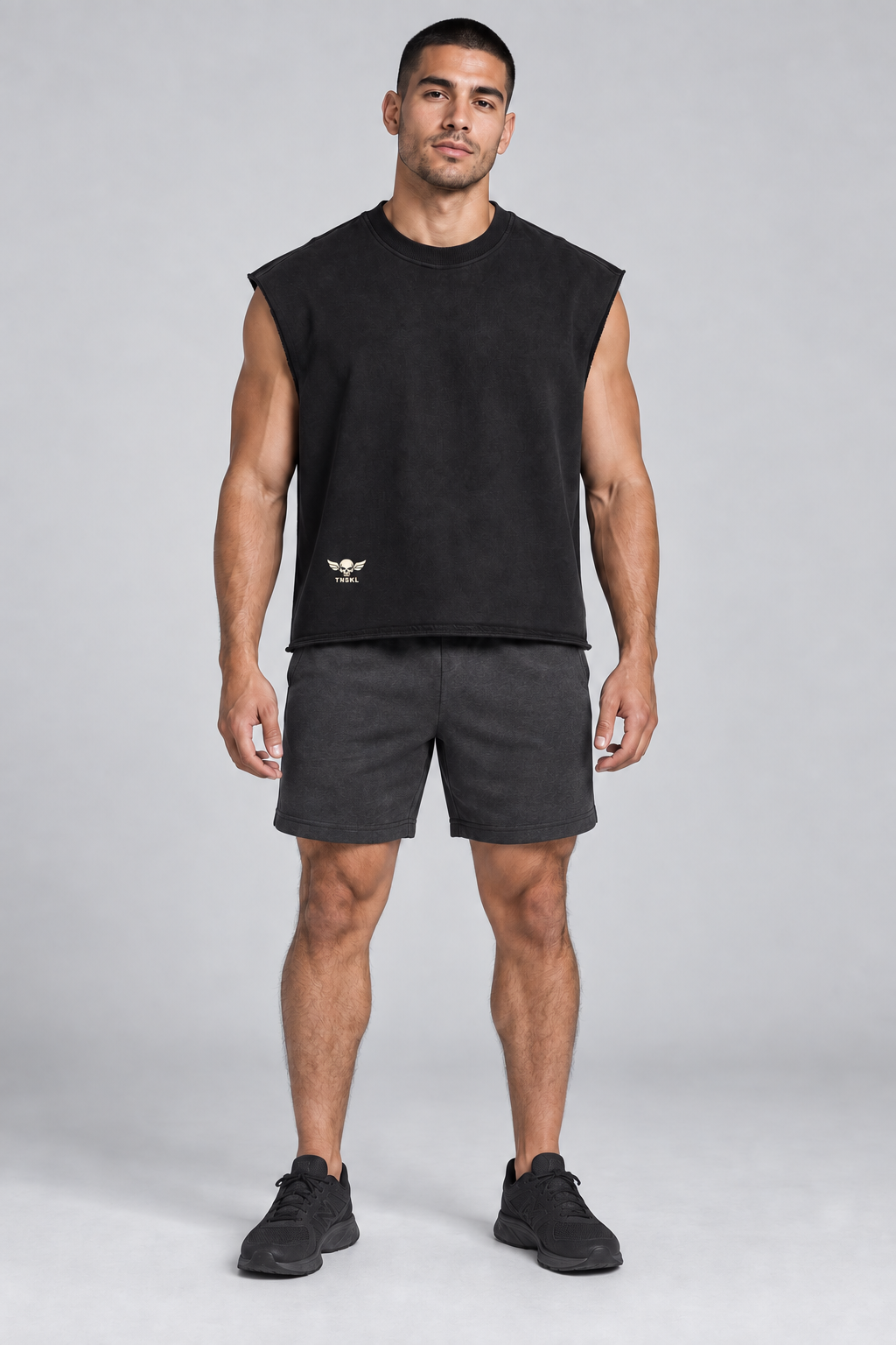 Night Relay Boxy Tank on an adult male model, black styling preview